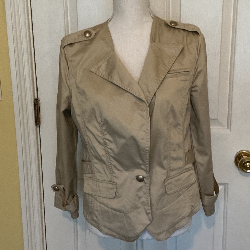 Cache Khaki Tan Vintage Jacket w/ Unique Belted Back